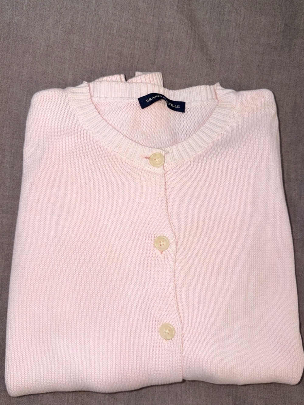 Brandy Melville Pink Cotton Crewneck Cardigan Sweater